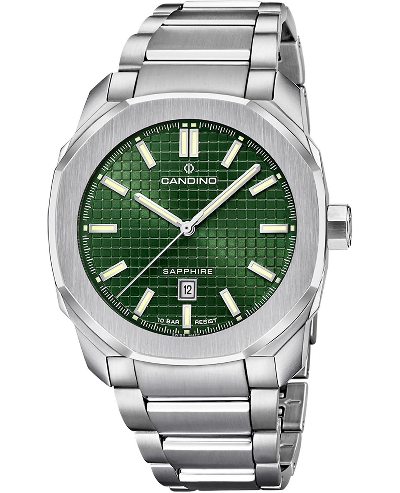 Candino Candino Gents Sport C4754/3  C4754/3 кварцевые мужские часы зеленый циферблат, браслет нержавеющая сталь — вид спереди