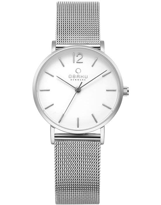 Obaku Obaku V197LXCWMC  V197LXCWMC кварцевые женские часы белый циферблат, браслет нержавеющая сталь — вид спереди