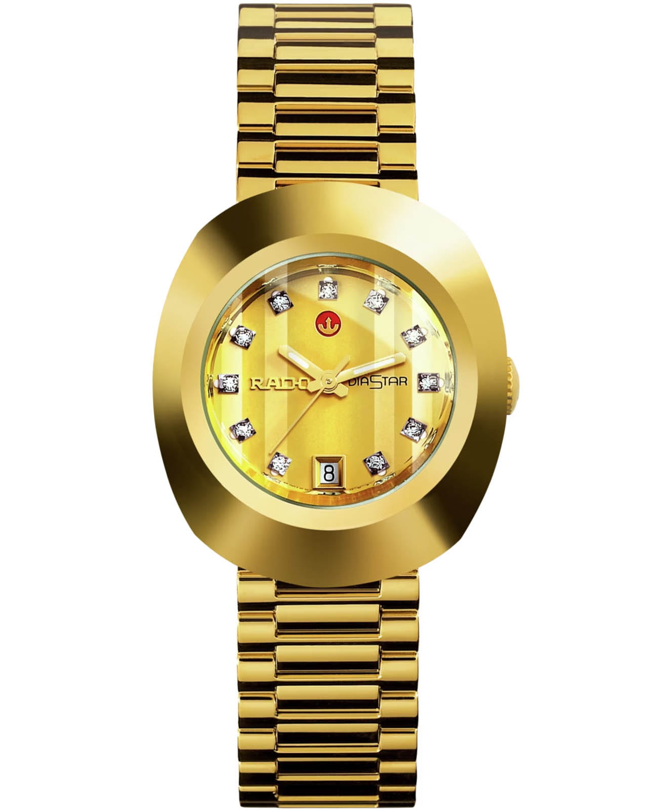Rado Rado The Original Automatic R12416633 Automatic R12416633 механические женские часы золотой циферблат, браслет нержавеющая сталь с pvd-покрытием — вид спереди