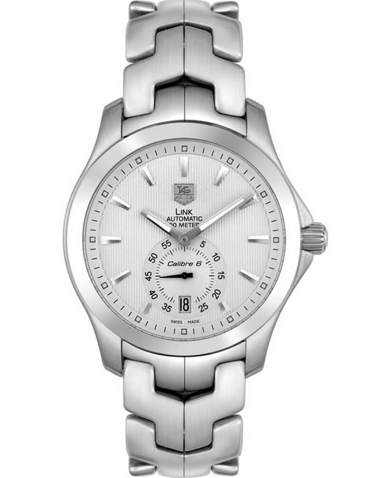 TAG Heuer TAG Heuer Link WJF211B.BA0570  WJF211B.BA0570 механические мужские часы белый циферблат, браслет нержавеющая сталь — вид спереди
