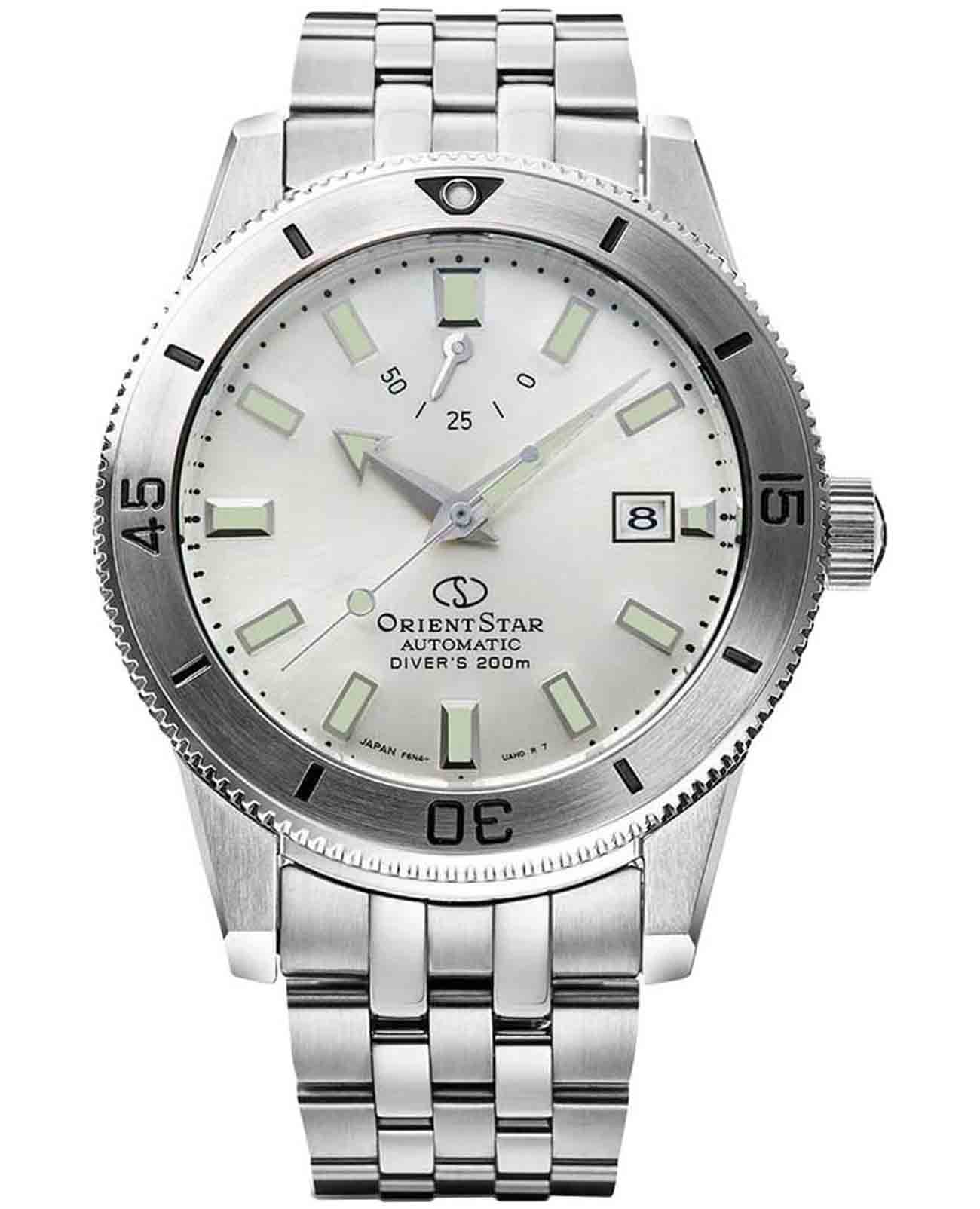 Orient Orient Star RE-AU0502S (RK-AU0502S)  RE-AU0502S механические мужские часы серебристый циферблат, браслет нержавеющая сталь — вид спереди