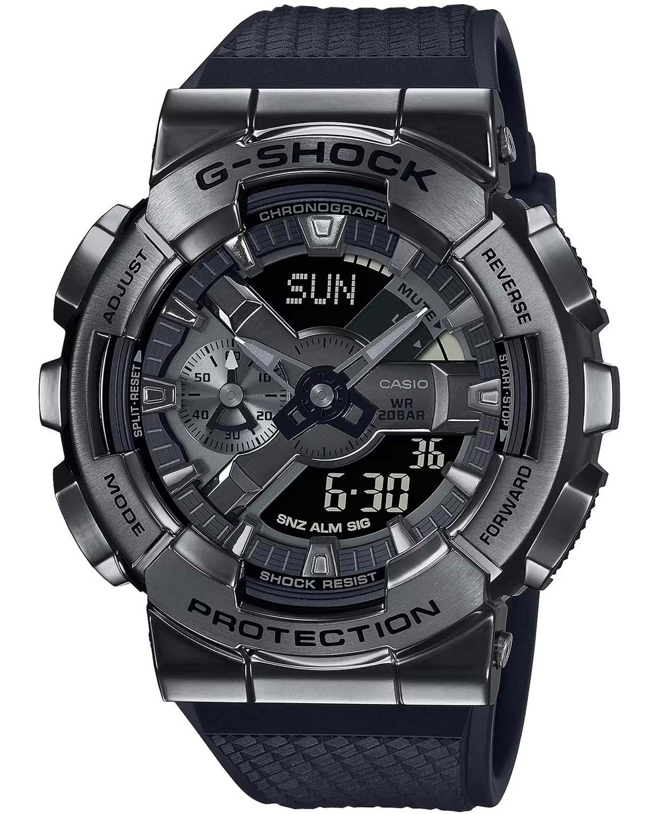 Casio Casio G-Shock GM-110BB-1ADR (GM-110BB-1A) GM GM-110BB-1A электронные мужские часы черный циферблат, браслет полимер — вид спереди