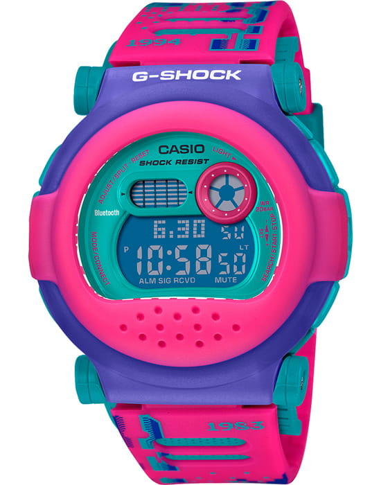 Casio Casio G-Shock G-B001RG-4DR (G-B001RG-4) G G-B001RG-4DR электронные мужские часы бирюзовый циферблат, браслет пластик — вид спереди