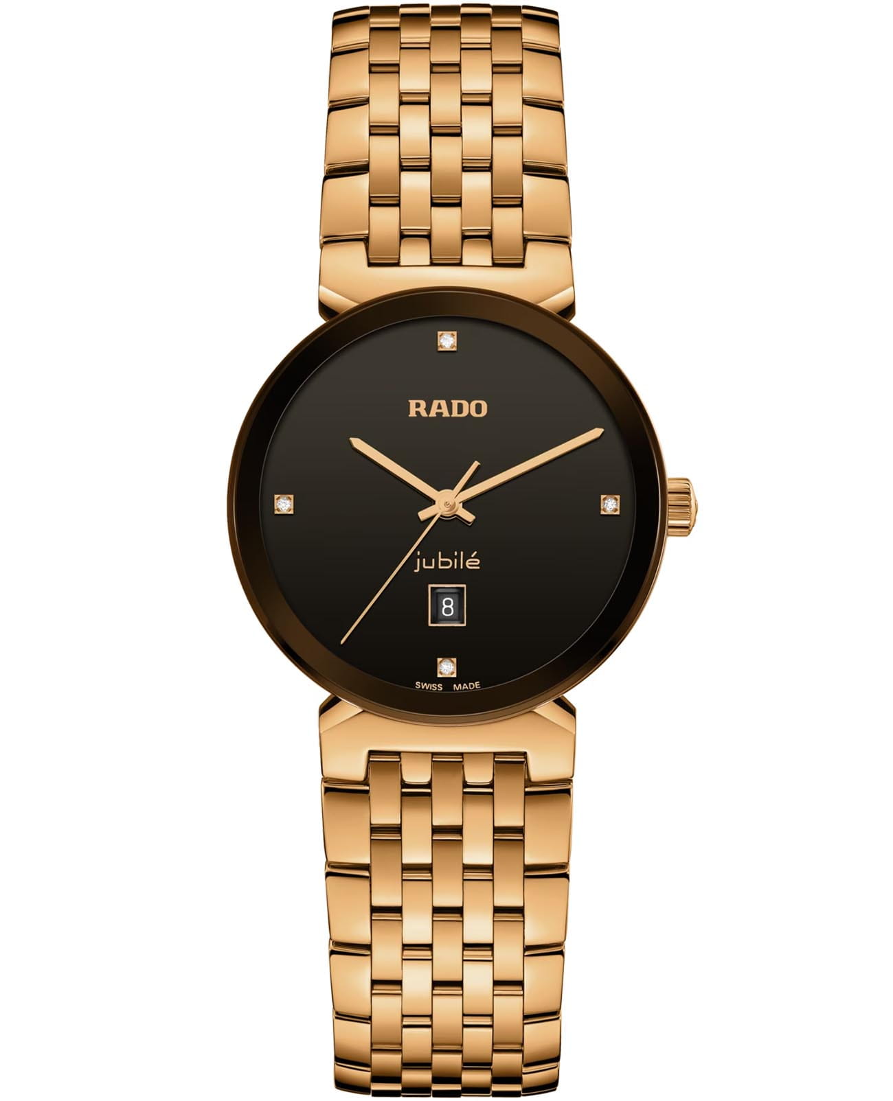 Rado Rado Florence Diamonds R48917703  R48917703 кварцевые женские часы коричневый циферблат, браслет нержавеющая сталь с pvd-покрытием — вид спереди