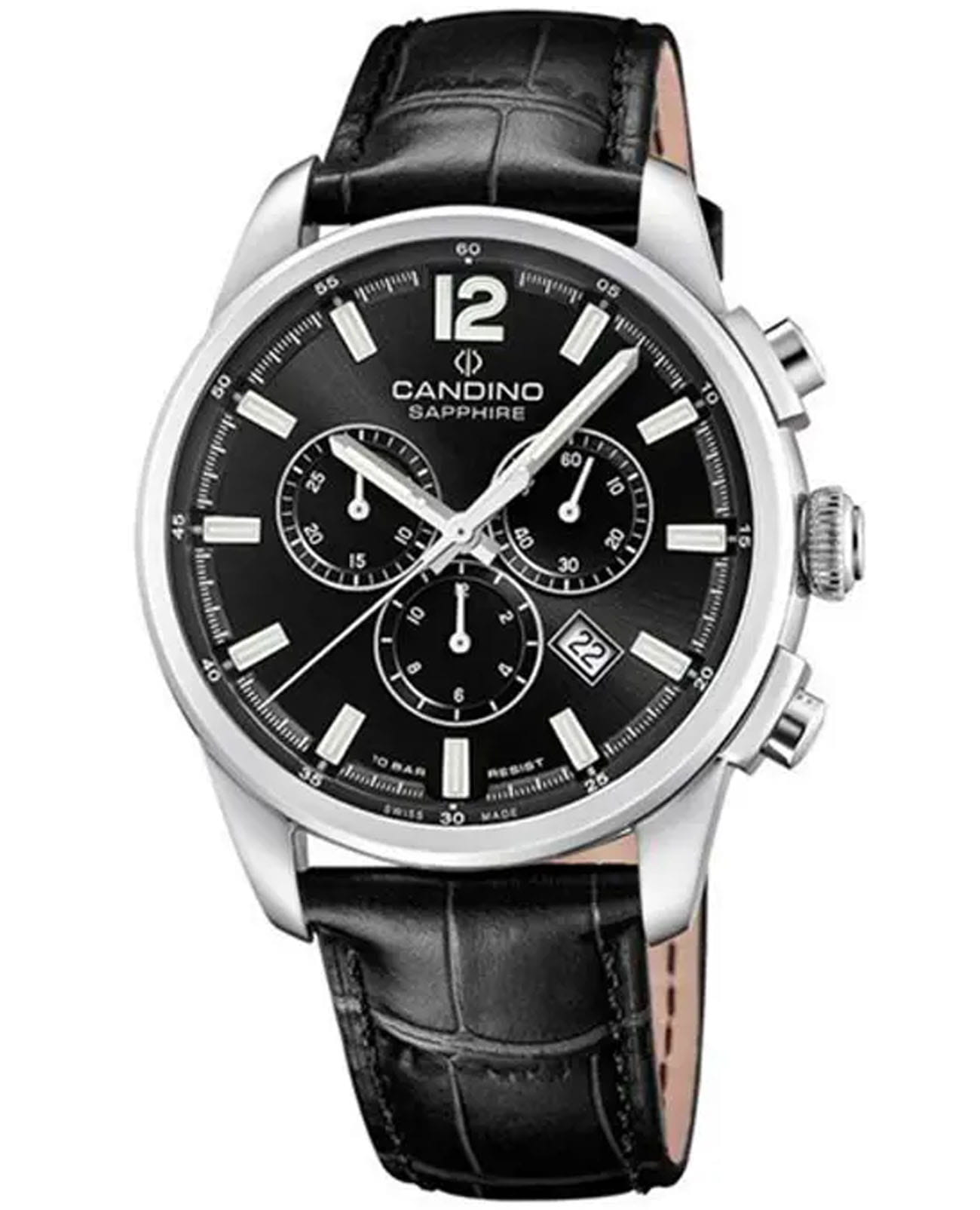 Candino Candino Chronograph C4745/6  C4745/6 кварцевые мужские часы черный циферблат, браслет кожаный — вид спереди