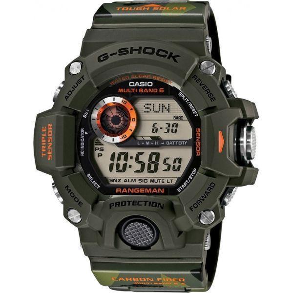 Casio Casio G-Shock GW-9400CMJ-3E Rangeman GW-9400CMJ-3E электронные мужские часы серый циферблат, браслет силикон — вид спереди