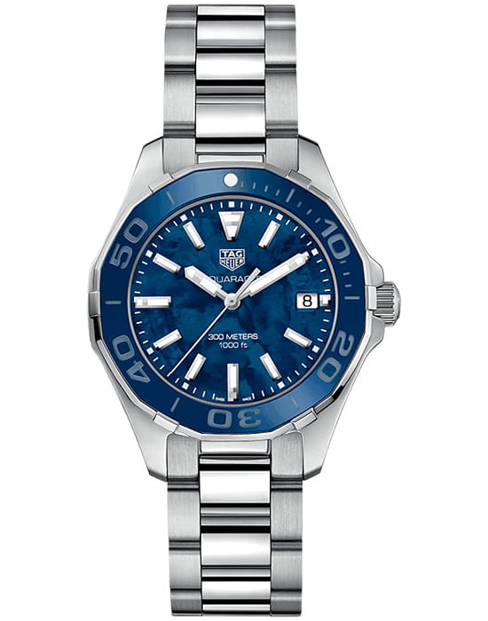 TAG Heuer TAG Heuer Aquaracer WAY131S.BA0748  WAY131S.BA0748 кварцевые женские часы синий циферблат, браслет нержавеющая сталь — вид спереди