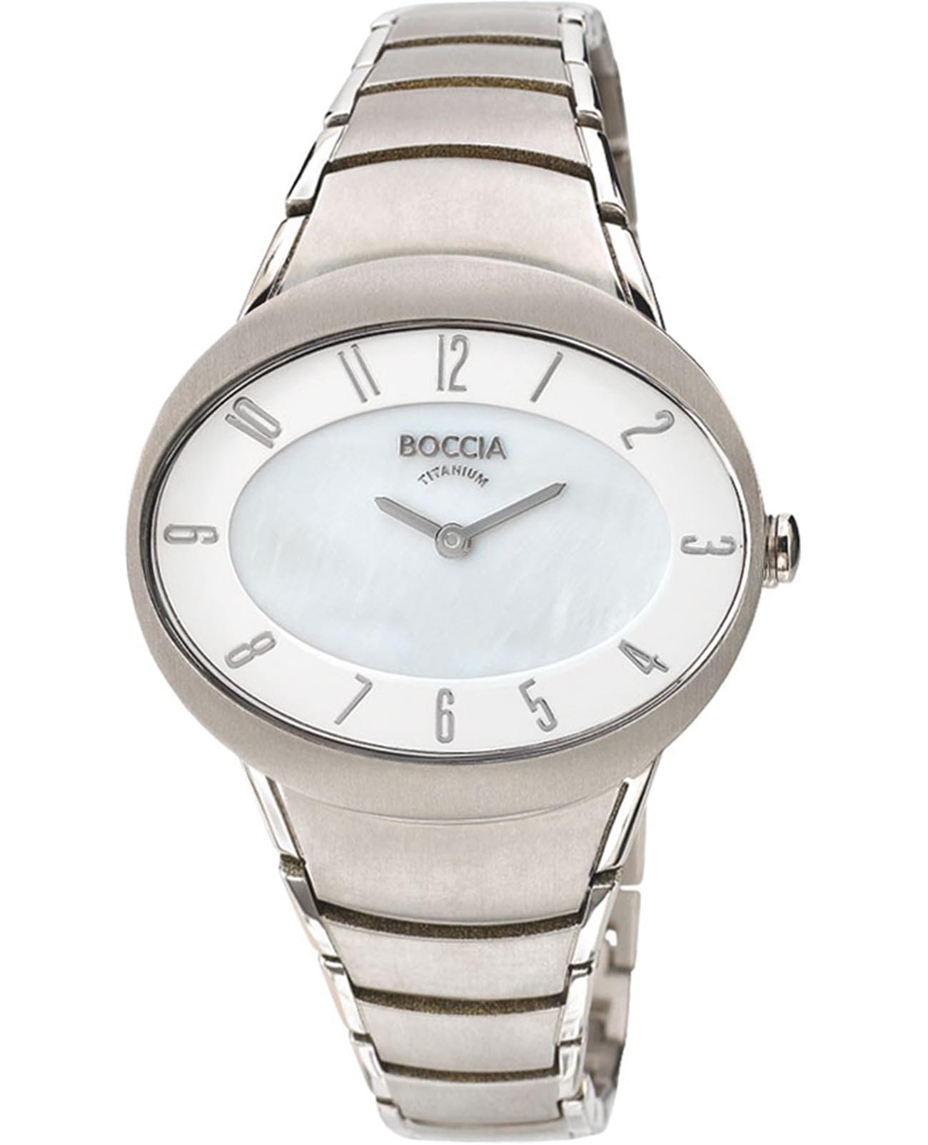 Boccia Titanium Boccia Titanium 3165-10  3165-10 кварцевые женские часы белый циферблат, браслет титановый — вид спереди