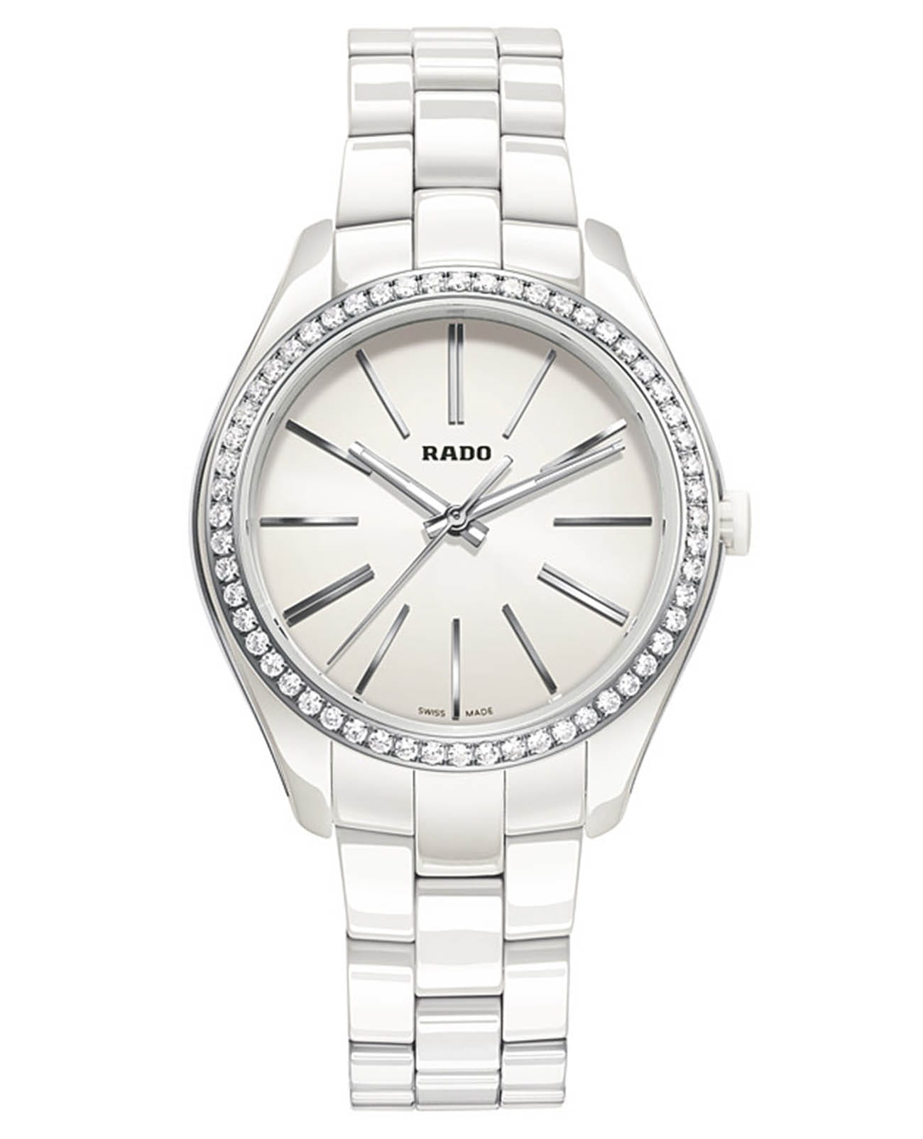 Rado Rado Hyperchrome R32311012  R32311012 кварцевые женские часы белый циферблат, браслет высокотехнологичная керамика — вид спереди