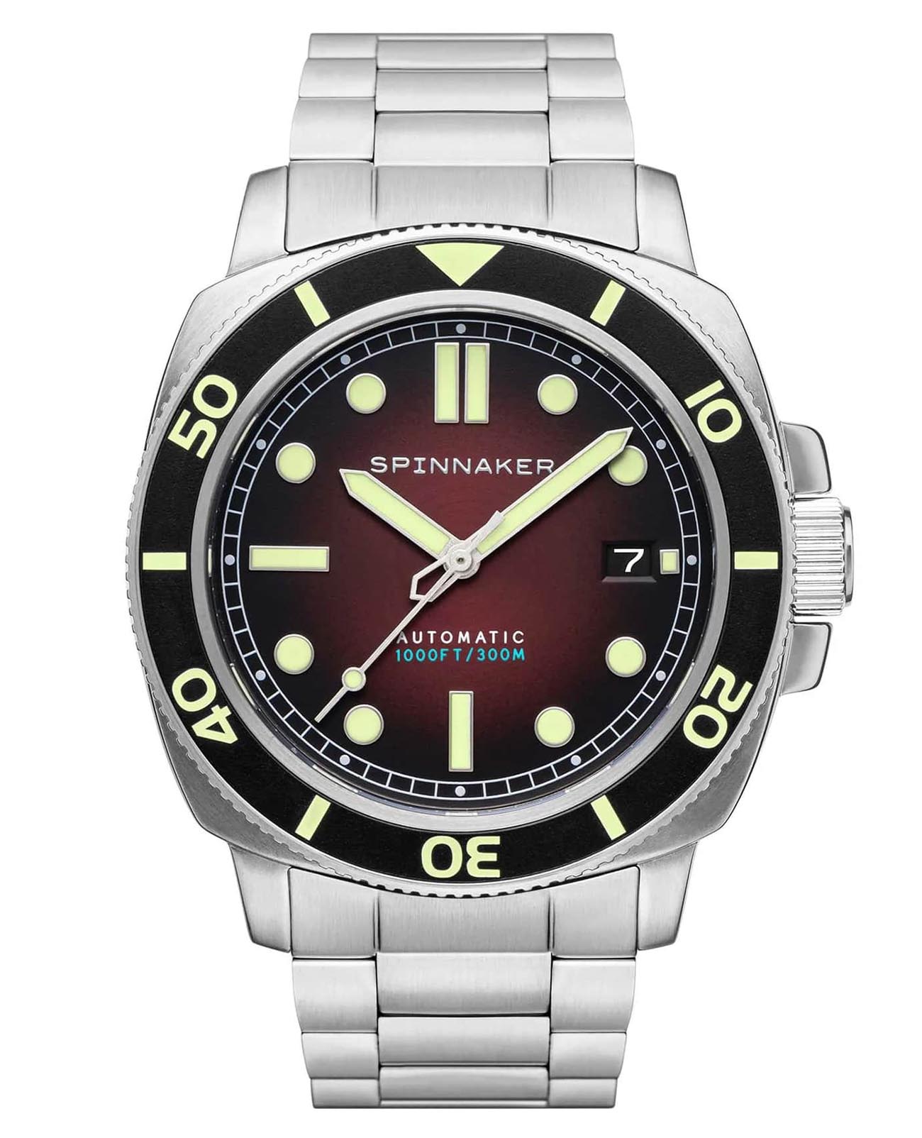 Spinnaker Spinnaker Hull Diver SP-5088-33  SP-5088-33 механические мужские часы красный циферблат, браслет нержавеющая сталь — вид спереди