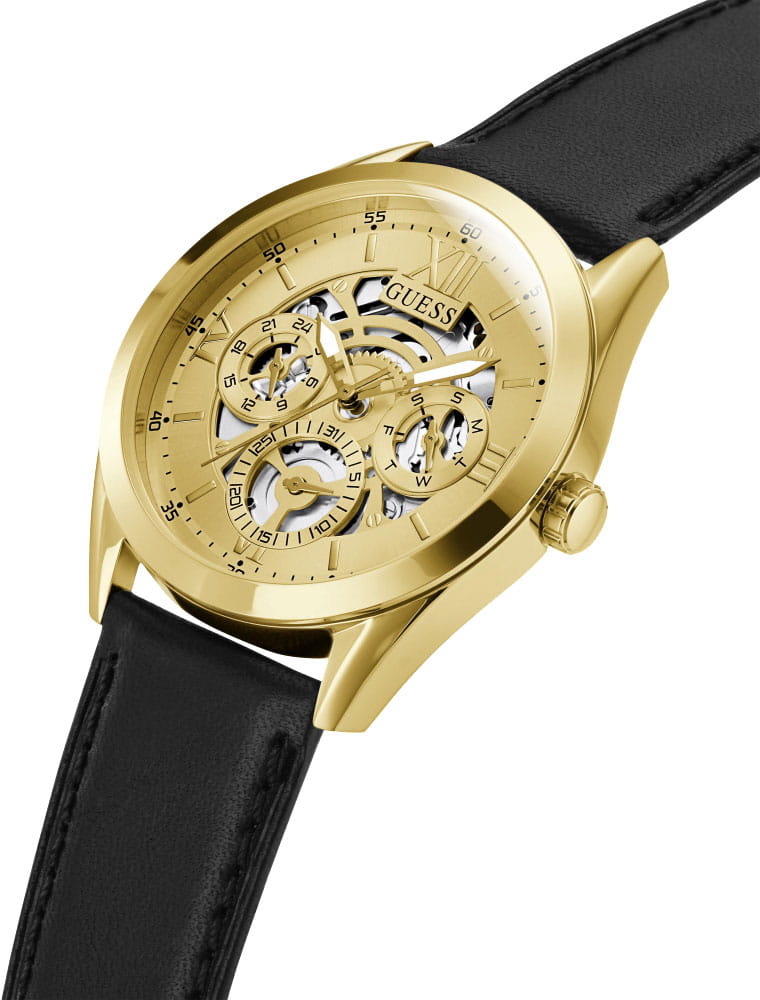 Guess Guess  Dress Steel  GW0389G2,  сша мужские часы на браслете кожаный боковой вид