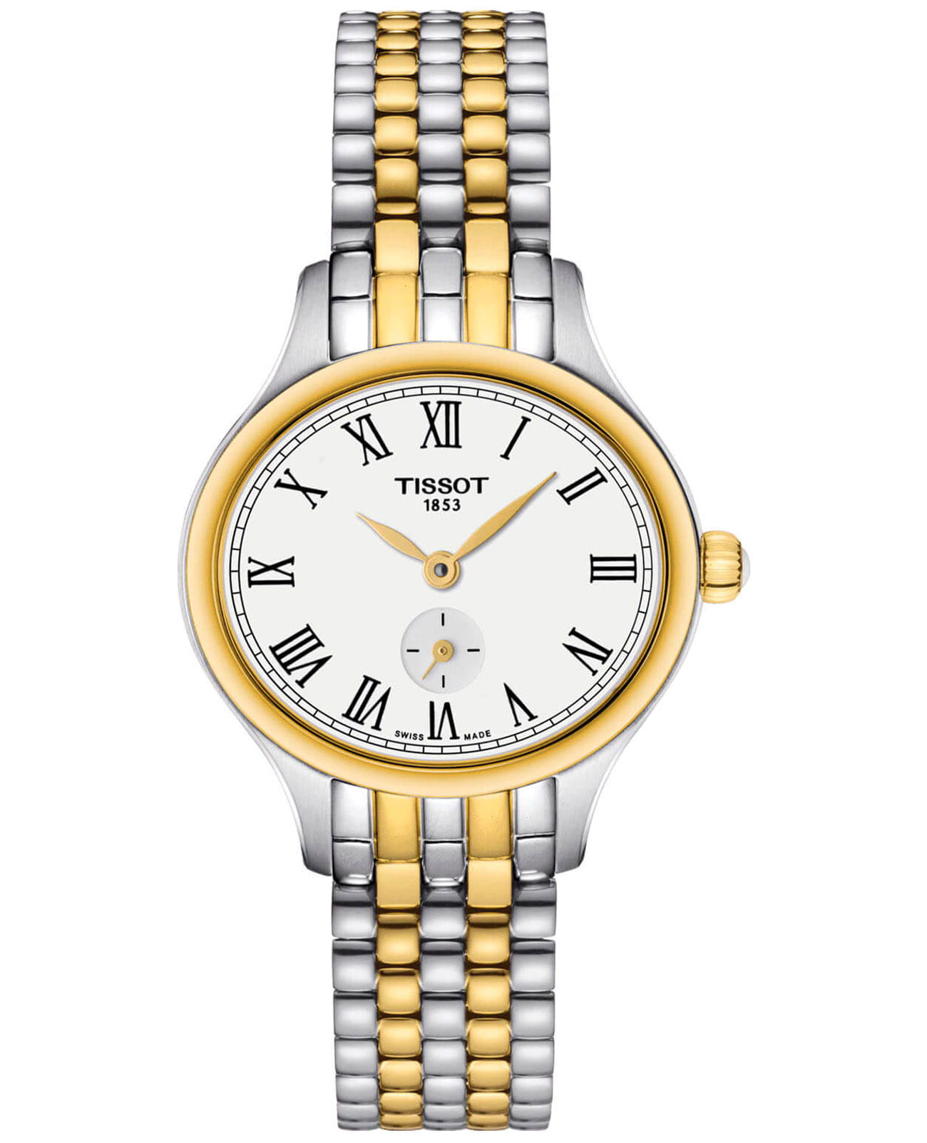 Tissot Tissot Bella Ora Piccola T103.110.22.033.00 Bella Ora T1031102203300 кварцевые женские часы белый циферблат, браслет сталь c pvd покрытием — вид спереди