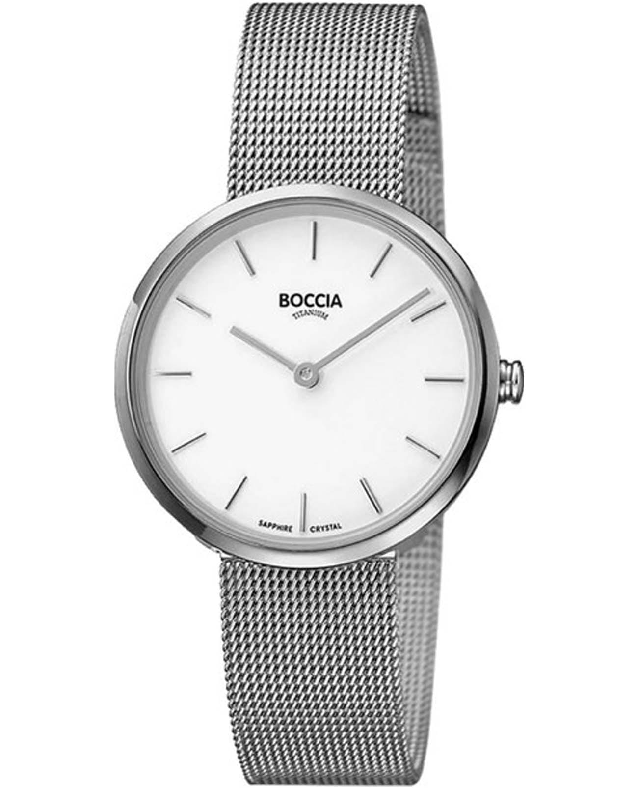 Boccia Titanium Boccia Titanium 3279-04  3279-04 кварцевые женские часы белый циферблат, браслет нержавеющая сталь — вид спереди