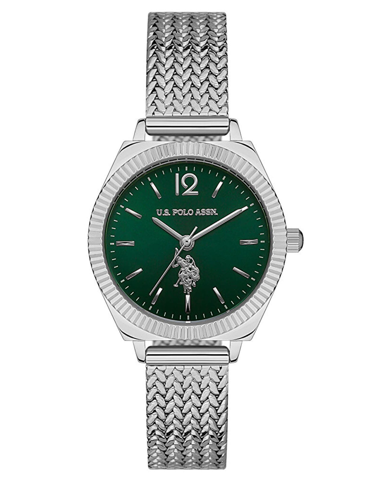 U.S. Polo Assn. U.S. Polo Assn. Stile USPA2062-02  USPA2062-02 кварцевые женские часы зеленый циферблат, браслет нержавеющая сталь — вид спереди