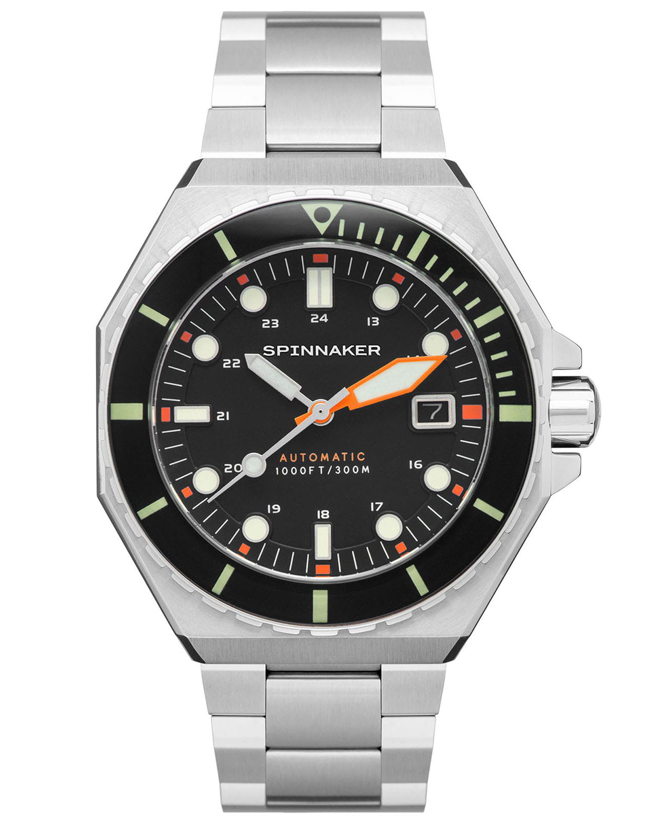 Spinnaker Spinnaker Dumas SP-5081-FF  SP-5081-FF механические мужские часы черный циферблат, браслет нержавеющая сталь — вид спереди