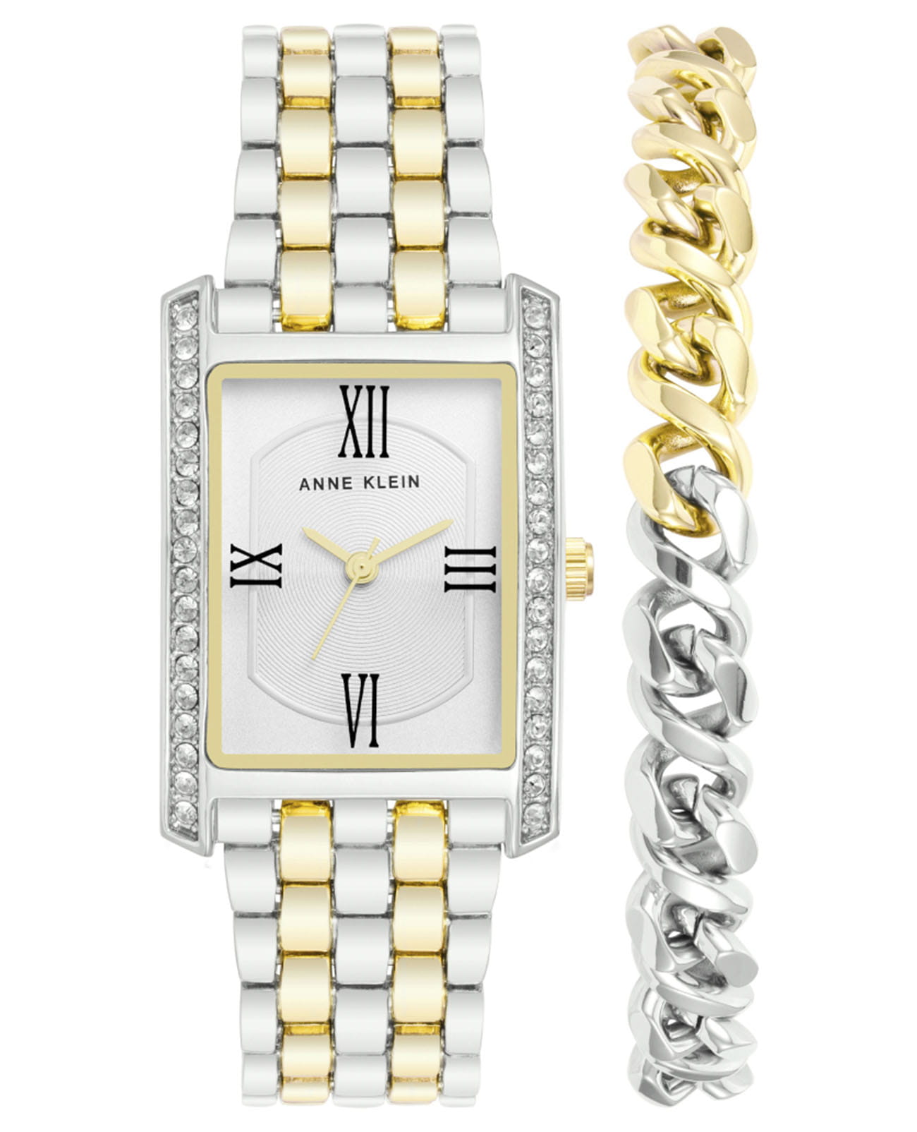 Anne Klein Anne Klein Box Set 3991TTST  3991TTST кварцевые женские часы белый циферблат, браслет нержавеющая сталь с pvd-покрытием — вид спереди