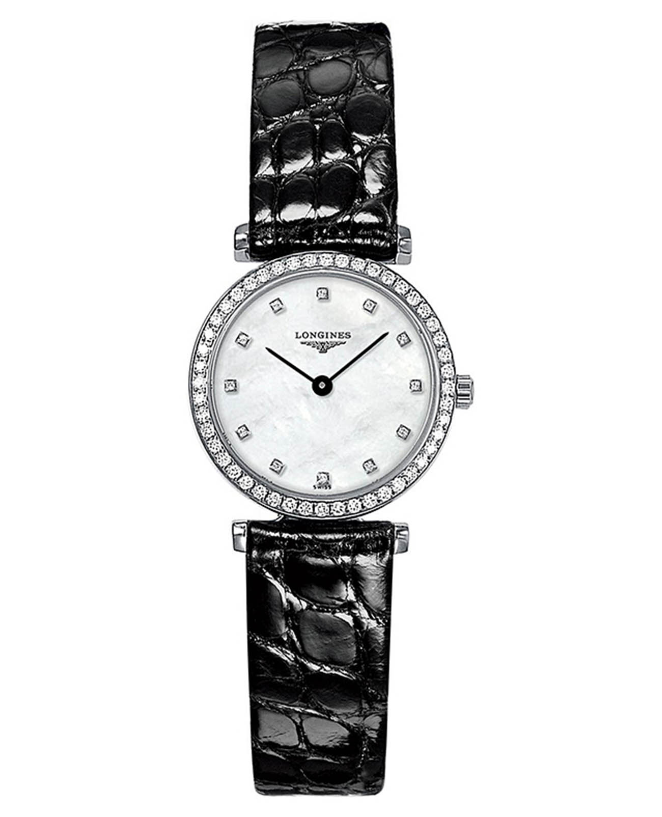 Longines Longines La Grande Classique Longines L4.241.0.80.2  L42410802 кварцевые женские часы перламутровый циферблат, браслет кожаный — вид спереди