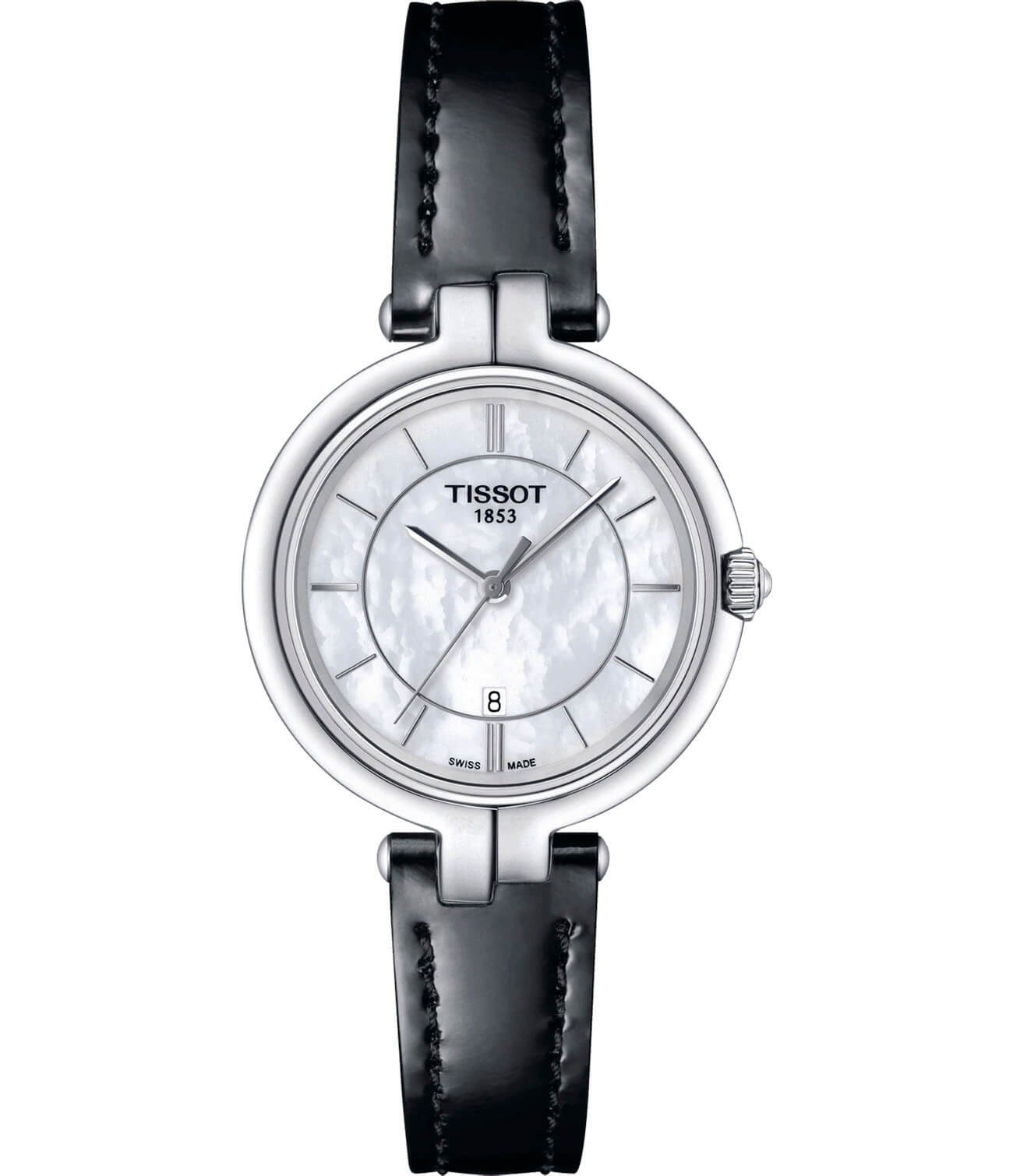 Tissot Tissot Flamingo T094.210.16.111.00 Flamingo T0942101611100 кварцевые женские часы перламутровый циферблат, браслет кожаный — вид спереди