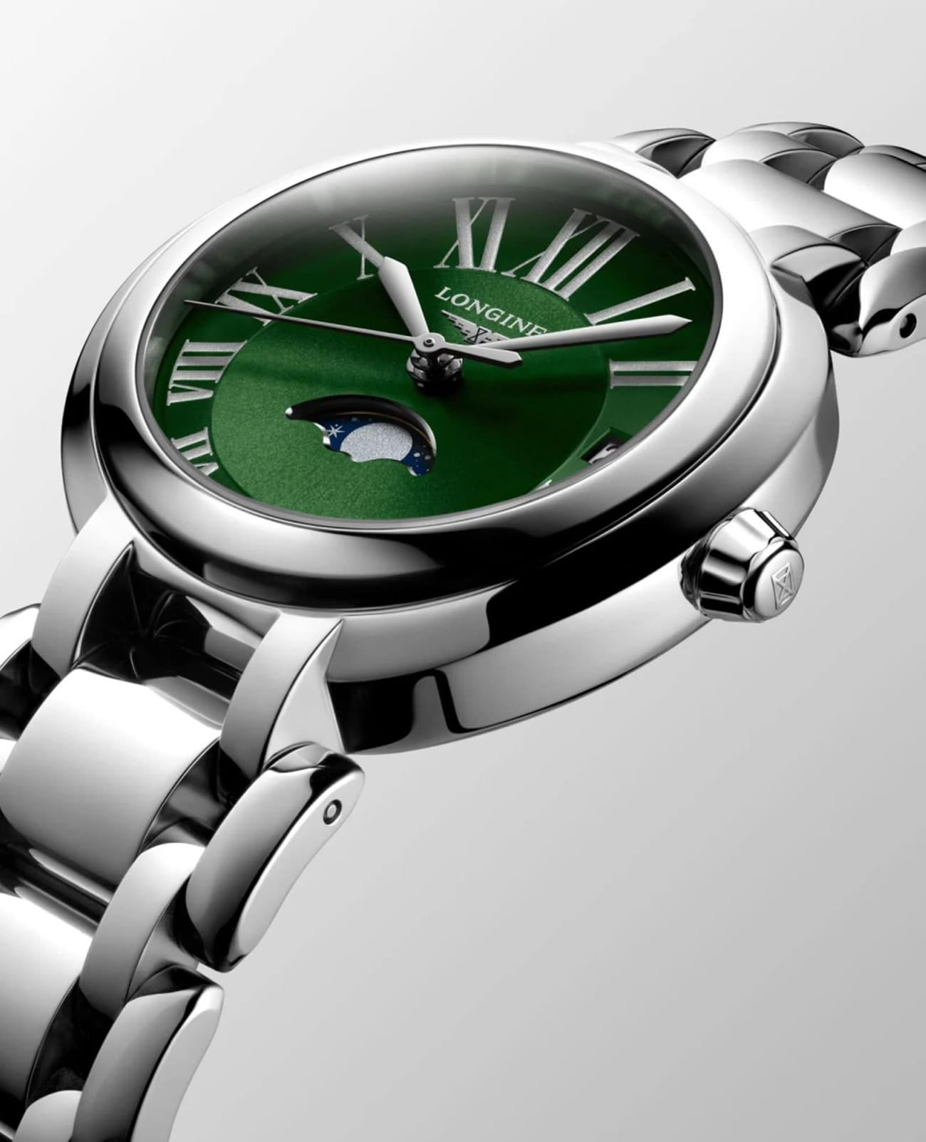 Longines Longines PrimaLuna L8.115.4.61.6 женские часы зеленый циферблат на запястье