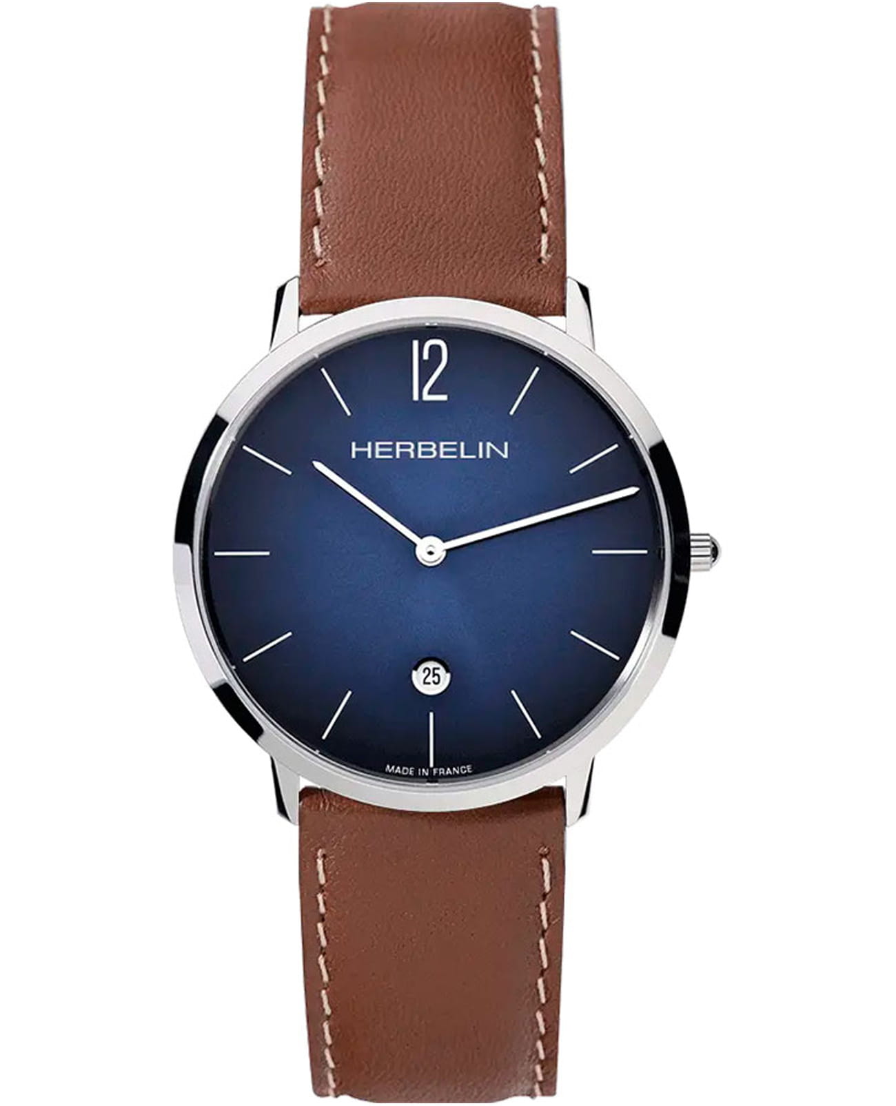 Herbelin Herbelin City 19515AP15GD  19515AP15GD кварцевые мужские часы синий циферблат, браслет кожаный — вид спереди