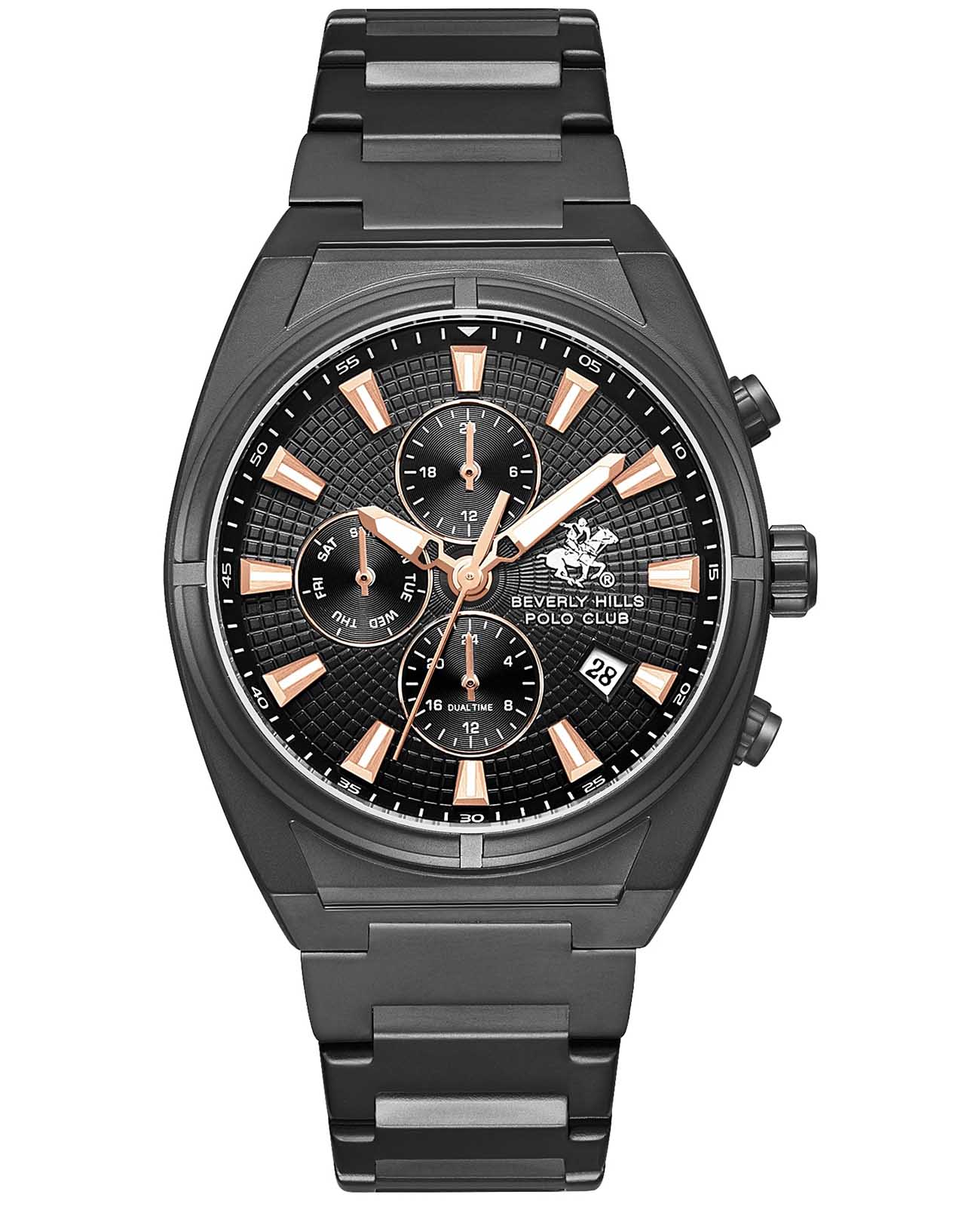 Beverly Hills Polo Club Beverly Hills Polo Club BP3733X.651  BP3733X.651 кварцевые мужские часы черный циферблат, браслет нержавеющая сталь с pvd-покрытием — вид спереди