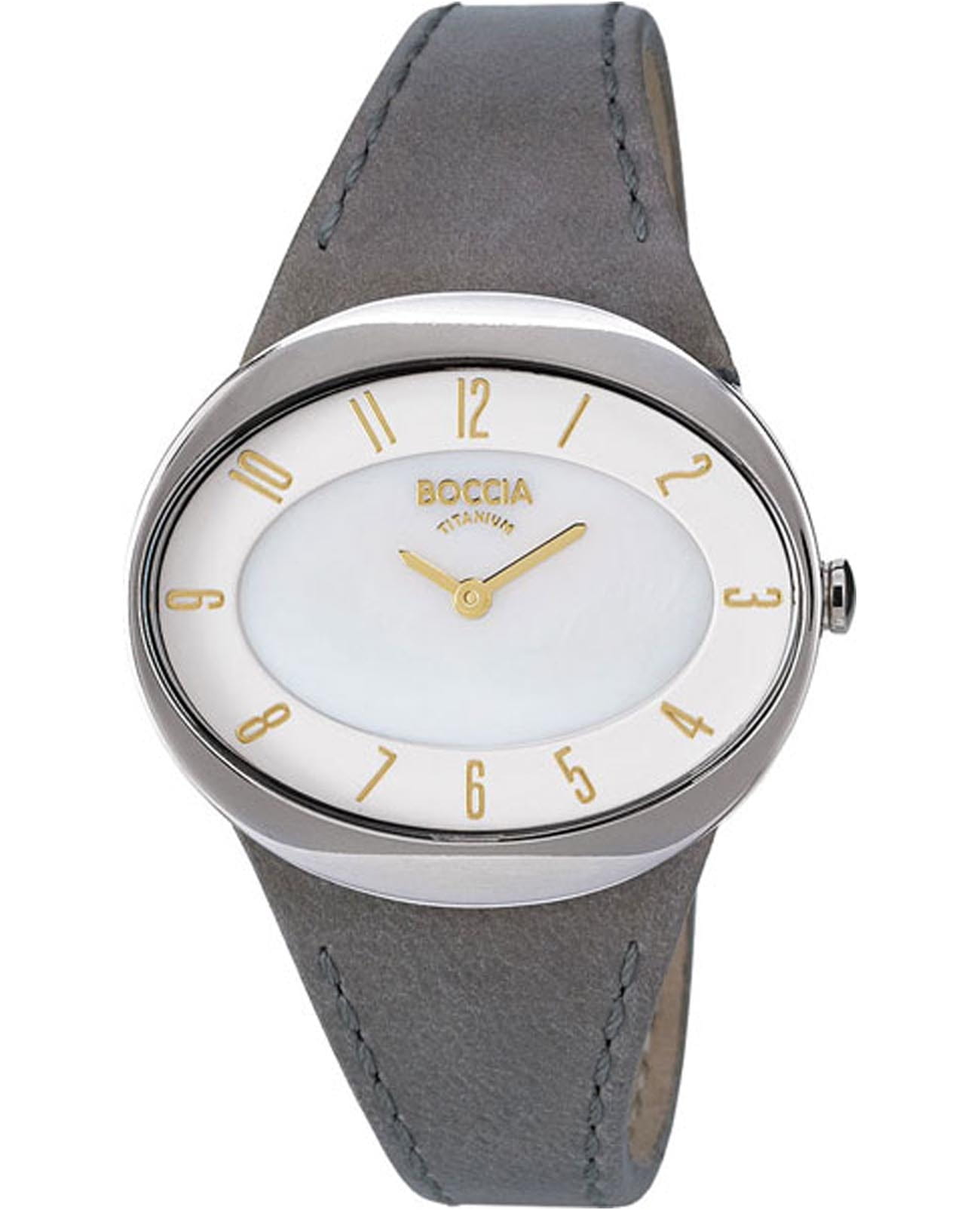 Boccia Titanium Boccia Titanium 3165-17  3165-17 кварцевые женские часы белый циферблат, браслет кожаный — вид спереди